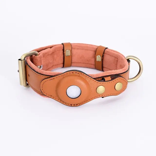 Leather Anti-Lost Dog Collar - AirTag - Luxe Crystal