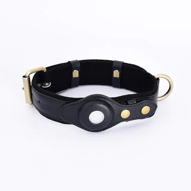 Leather Anti-Lost Dog Collar - AirTag - Luxe Crystal