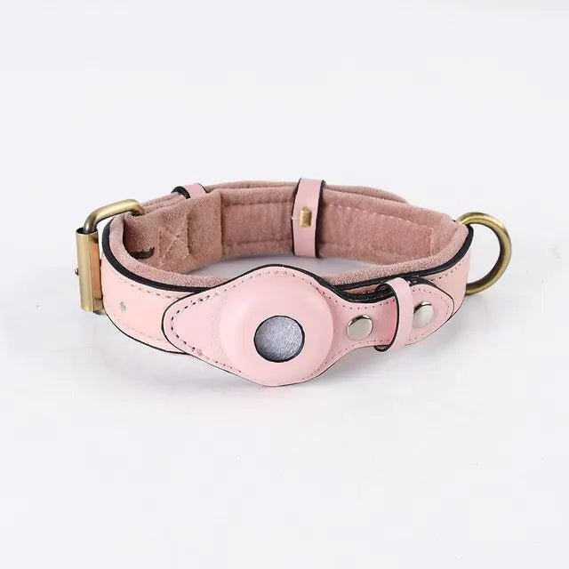 Leather Anti-Lost Dog Collar - AirTag - Luxe Crystal