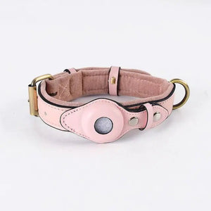 Leather Anti-Lost Dog Collar - AirTag - Luxe Crystal