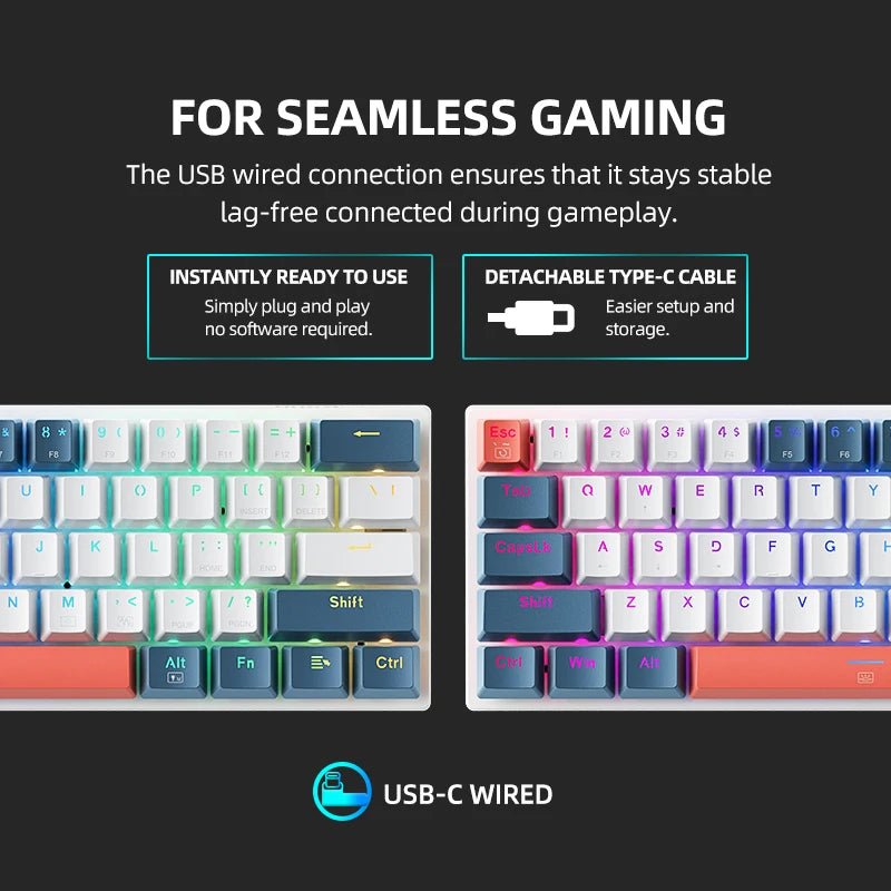 Machenike K500-B61 Mini Mechanical RGB Gaming Keybaord - Luxe Crystal