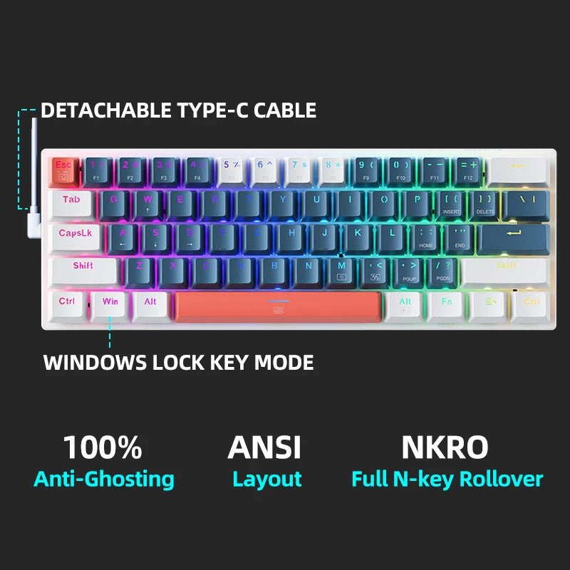 Machenike K500-B61 Mini Mechanical RGB Gaming Keybaord - Luxe Crystal