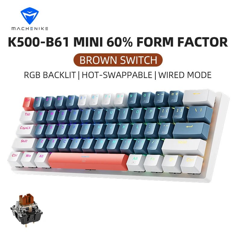 Machenike K500-B61 Mini Mechanical RGB Gaming Keybaord - Luxe Crystal