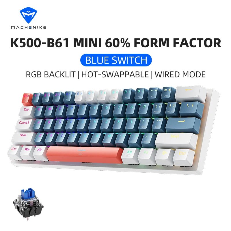 Machenike K500-B61 Mini Mechanical RGB Gaming Keybaord - Luxe Crystal