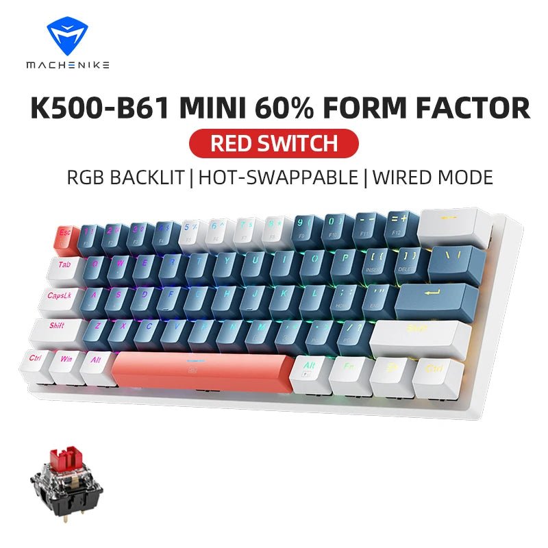 Machenike K500-B61 Mini Mechanical RGB Gaming Keybaord - Luxe Crystal