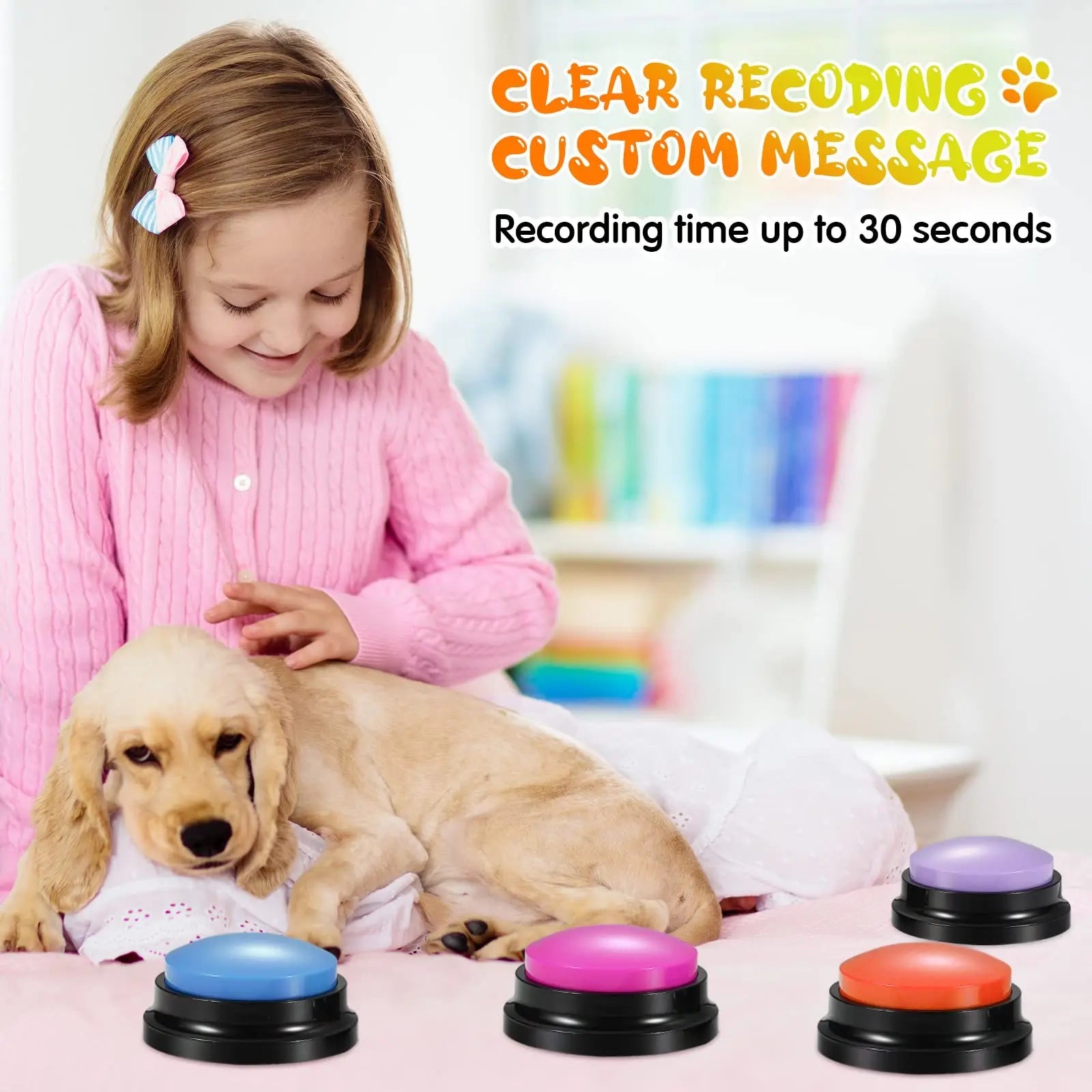 Voice Recorded Dog Communication Button Pack - Luxe Crystal